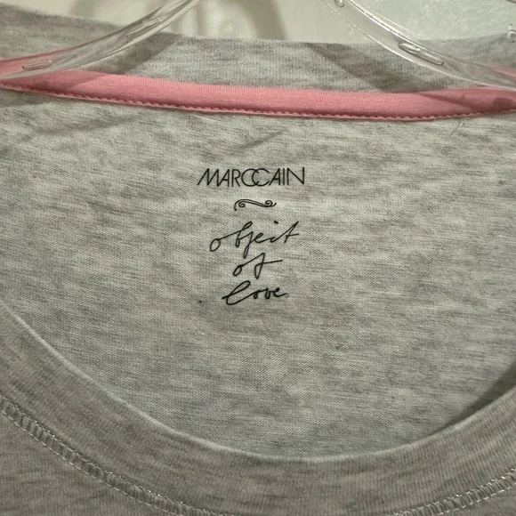 Marc Cain Grey Cotton T-Shirt with Dog and Floral sequin and stone design - Picture 3 of 7